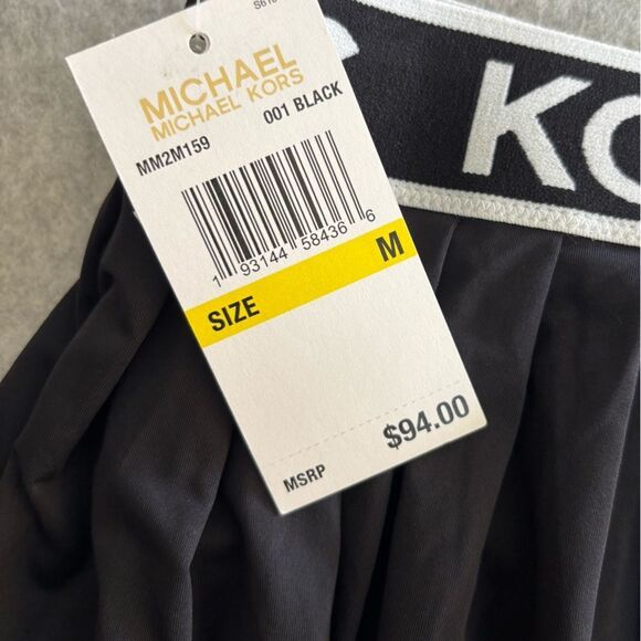 Michael Kors Pleated Swim Skirt Logo Elastic Waist Black White Medium NEW $94 - Picture 7 of 12